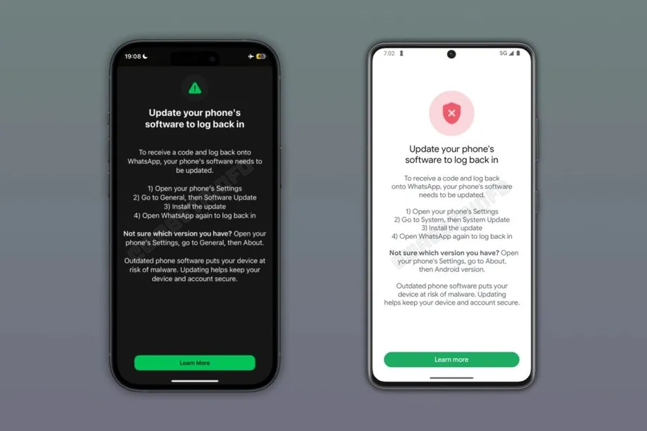 WhatsApp Login Blocks Push Users of Older Phones to Update iOS and Android