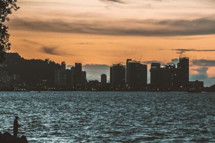 penang, nature, beach, sea, sunset, landscape, red, ocean, evening, malaysia