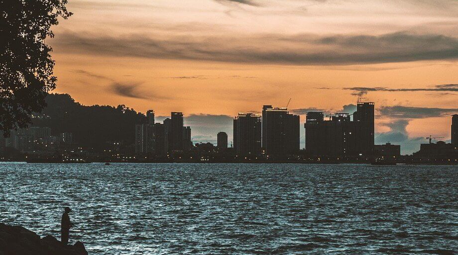 penang, nature, beach, sea, sunset, landscape, red, ocean, evening, malaysia