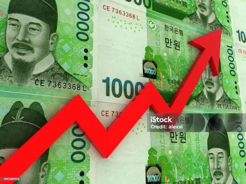South Korean Won Money Investment Growth Chart Graph Stock Photo ...
