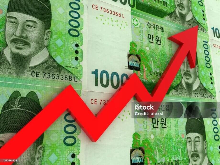 South Korean Won Money Investment Growth Chart Graph Stock Photo ...