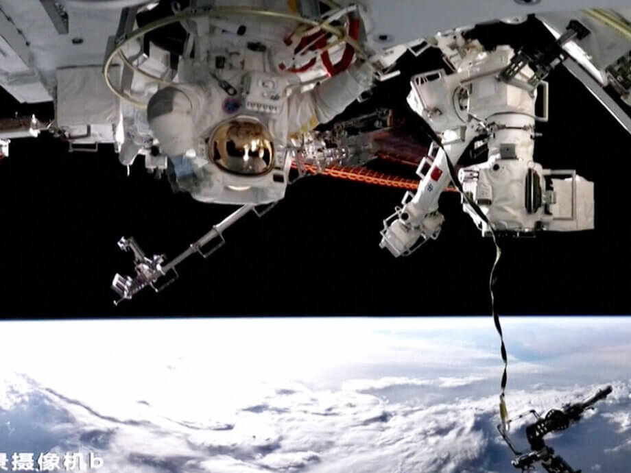 Chinese astronauts take spacewalk outside new space station lab | Space
